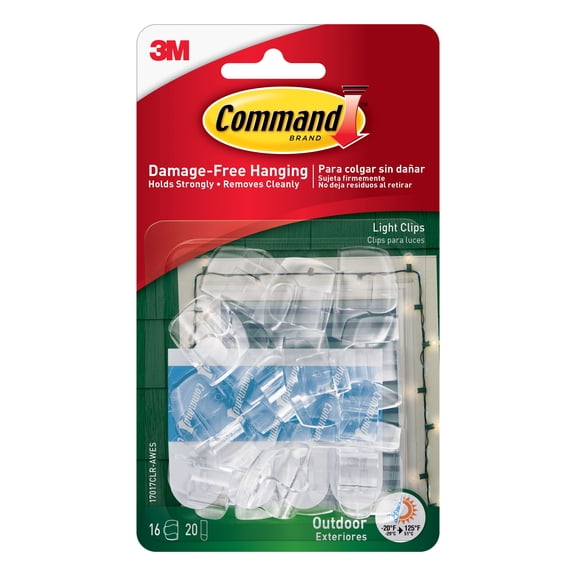 Small Outdoor Light Clips - 16 Light Clips and 20 Small Strips + Clear