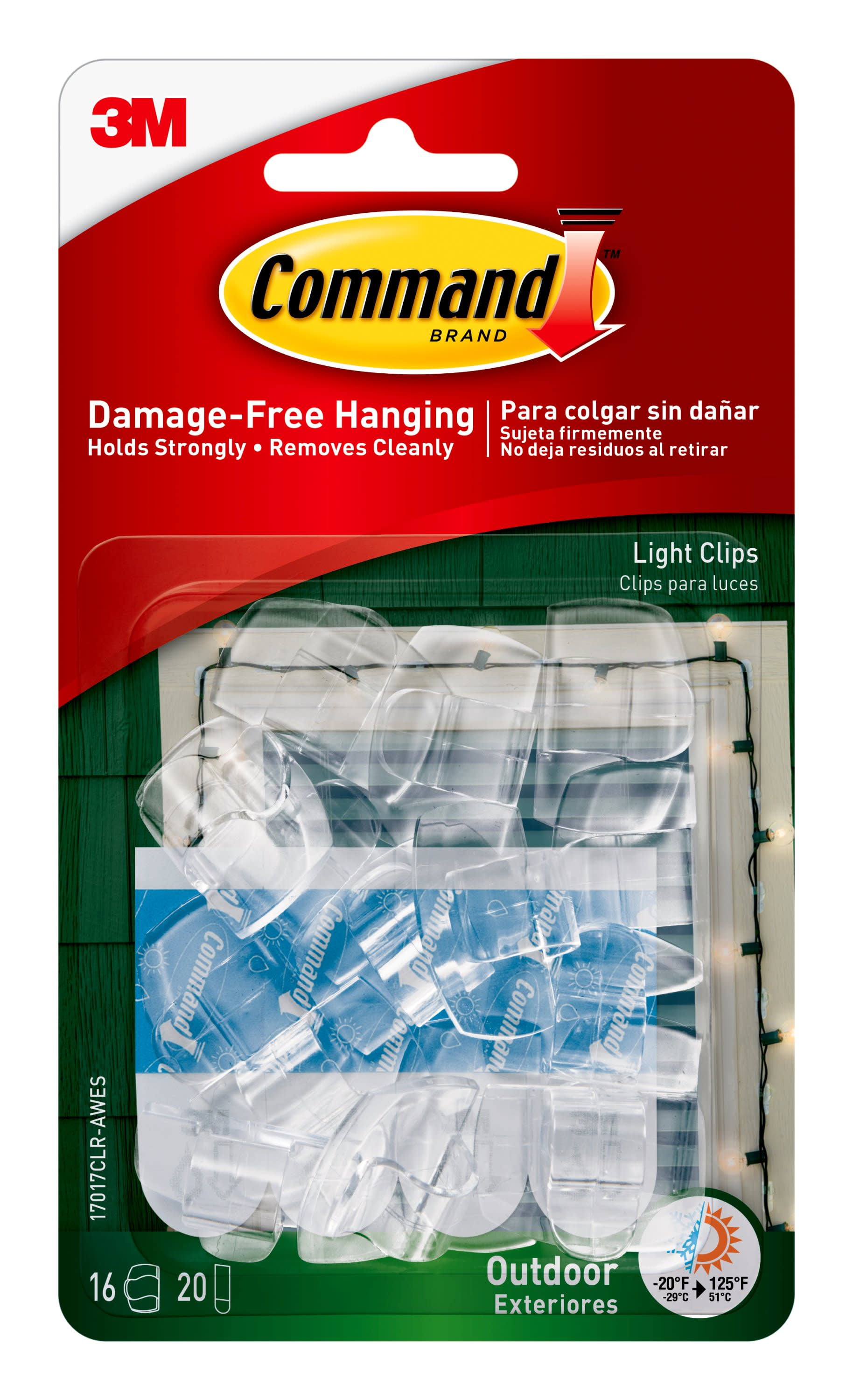 Command Outdoor Light Clips, Clear, Damage Free Decorating, 16