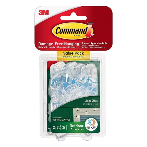 Command Outdoor Light Clips - Waterproof, Plastic, Clear - 40 Count Residential Use, Standard Application