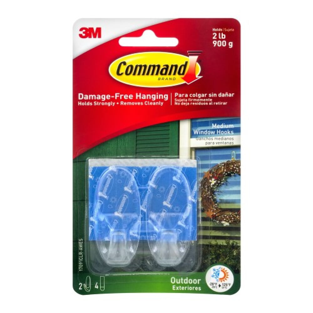 Command Outdoor Medium Clear Window Hooks (Pack of 4)