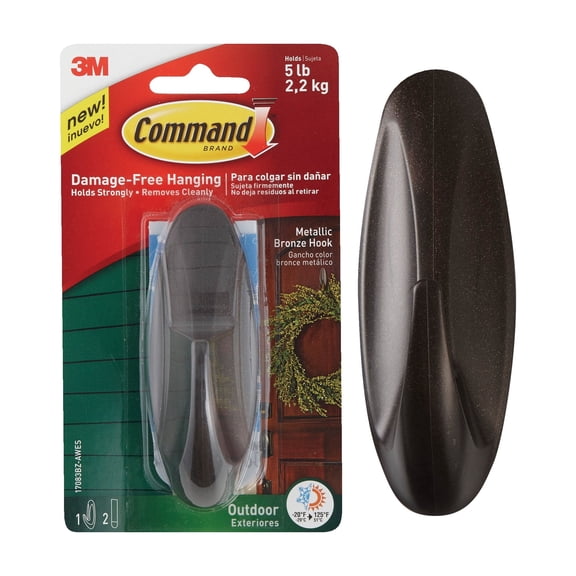 Command Outdoor Metallic Bronze Hook - Single Pack
