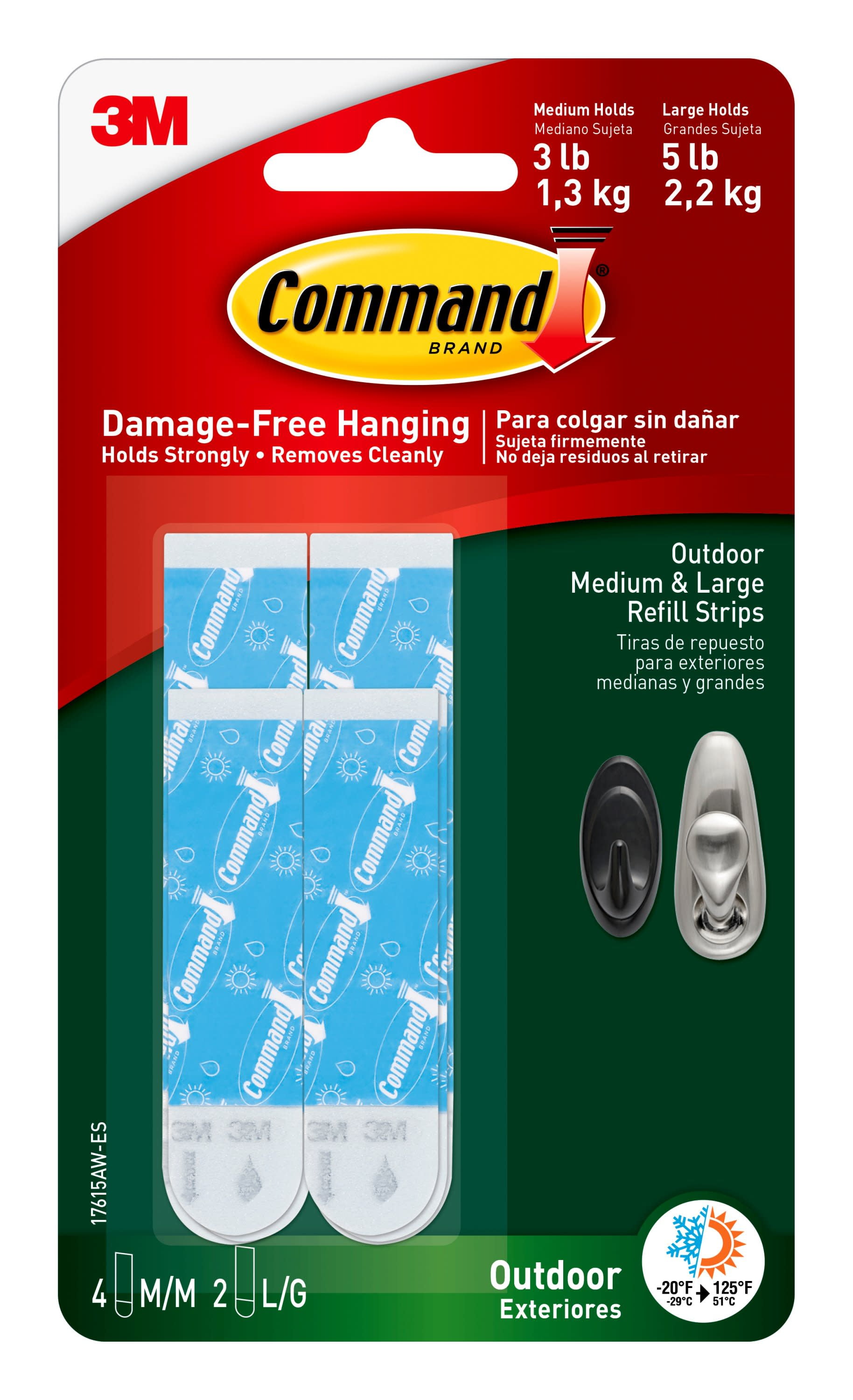 Command Medium Refill Adhesive Strips for Wall Hooks, Damage Free Hanging,  9 Strips
