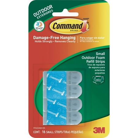 Command Outdoor Refill Strips Small White 16 Strips