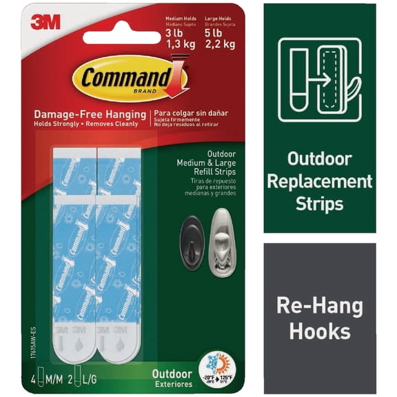 Command Outdoor Refill Strips Variety Pack [Removable]: 4 Medium and 4 Large Strips White