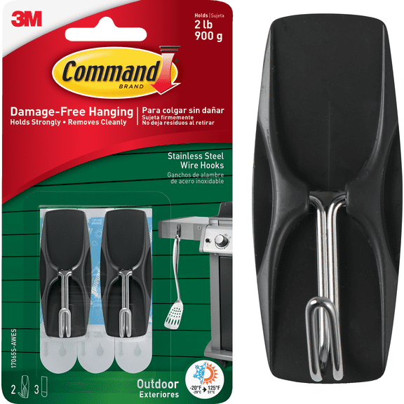 Command Outdoor Stainless Steel Wire Hook - Single Pack Indoor & Outdoor Use, NEC-Compliant