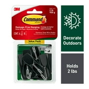 Command Outdoor Stainless Steel Wire Hooks Value Pack 17065S-6AWES, 6 hooks, 8 strips