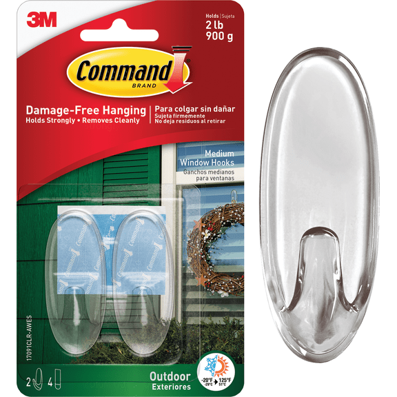Command Outdoor Window Hook - Pack of 2 Residential Use, Standard Application