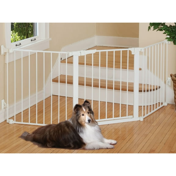 Command Pet Custom Fit Metal Dog Gate, White, 4.25"L x 84"W x 29.50"H