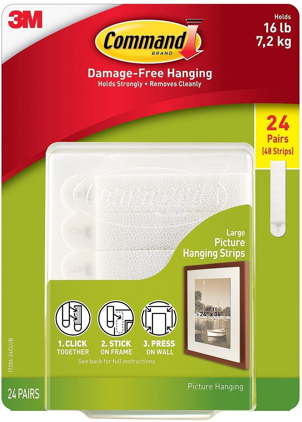 Command Picture Hanging Strips - Easy Installation - 48 Pairs, 96 Large Strips — Residential Use, Standard Application