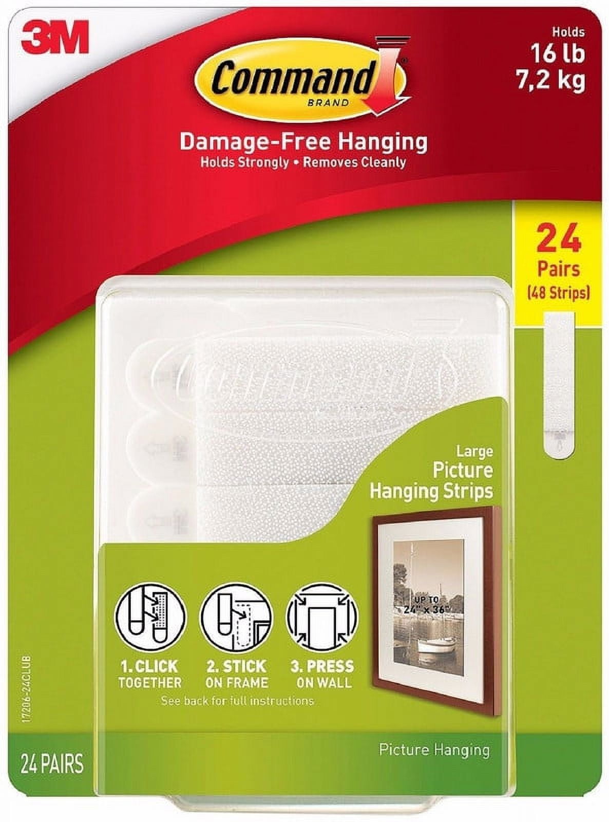 Command Picture & Frame Hanging Strips, Large, White, 6-Strip, 4-Pack (24  Pairs Total) 
