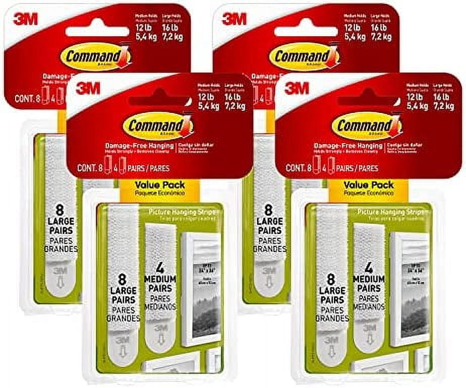 Command Large Adhesive Picture Hanging Strips Value Pack, White, 16-lbs,  12-pk