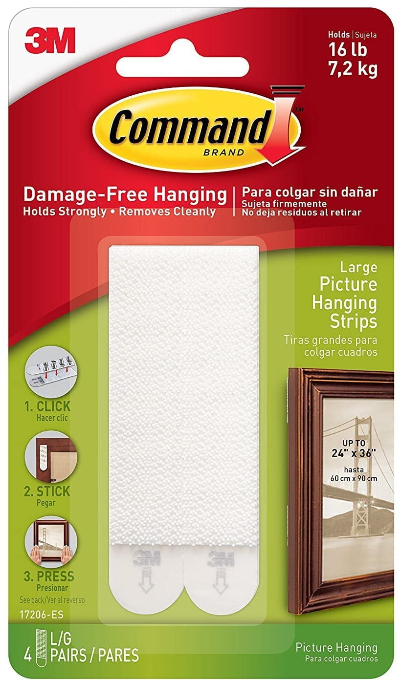 Command Picture Hanging Strips, Holds 16 lbs, Large, White (17206-ES) 