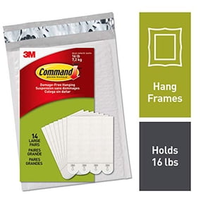 Command Picture Hanging Strips Large Heavy Duty White Damage Free 16 Pounds Maximum Load, 14 Piece