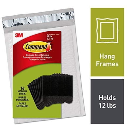 Command Picture Hanging Strips, Medium, 16 pairs (36 strips), Easy to Open Packaging (PH204BLK-16NA) Black