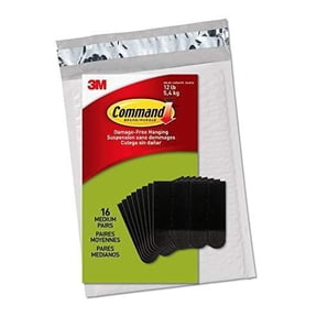 Command Picture Hanging Strips, Medium, 16 pairs (36 strips), Easy to Open Packaging (PH204BLK-16NA) Black