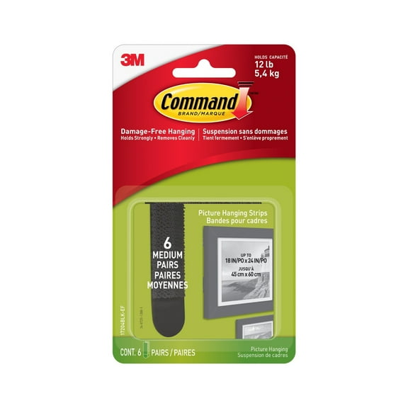 Command Medium Black Picture Hanging Strips 17204BLK-EF