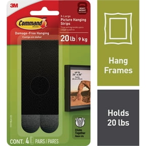 Command Picture Hanging Strips [Removable]: X-Large [4 Strip Sets] Black / Large Size / 4 Strip Sets
