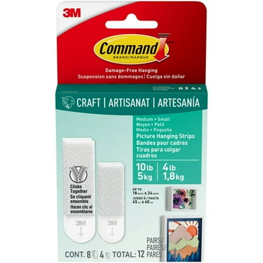 Command Picture Hanging Strips, White, 8 Medium Pairs, 4 Small Pairs
