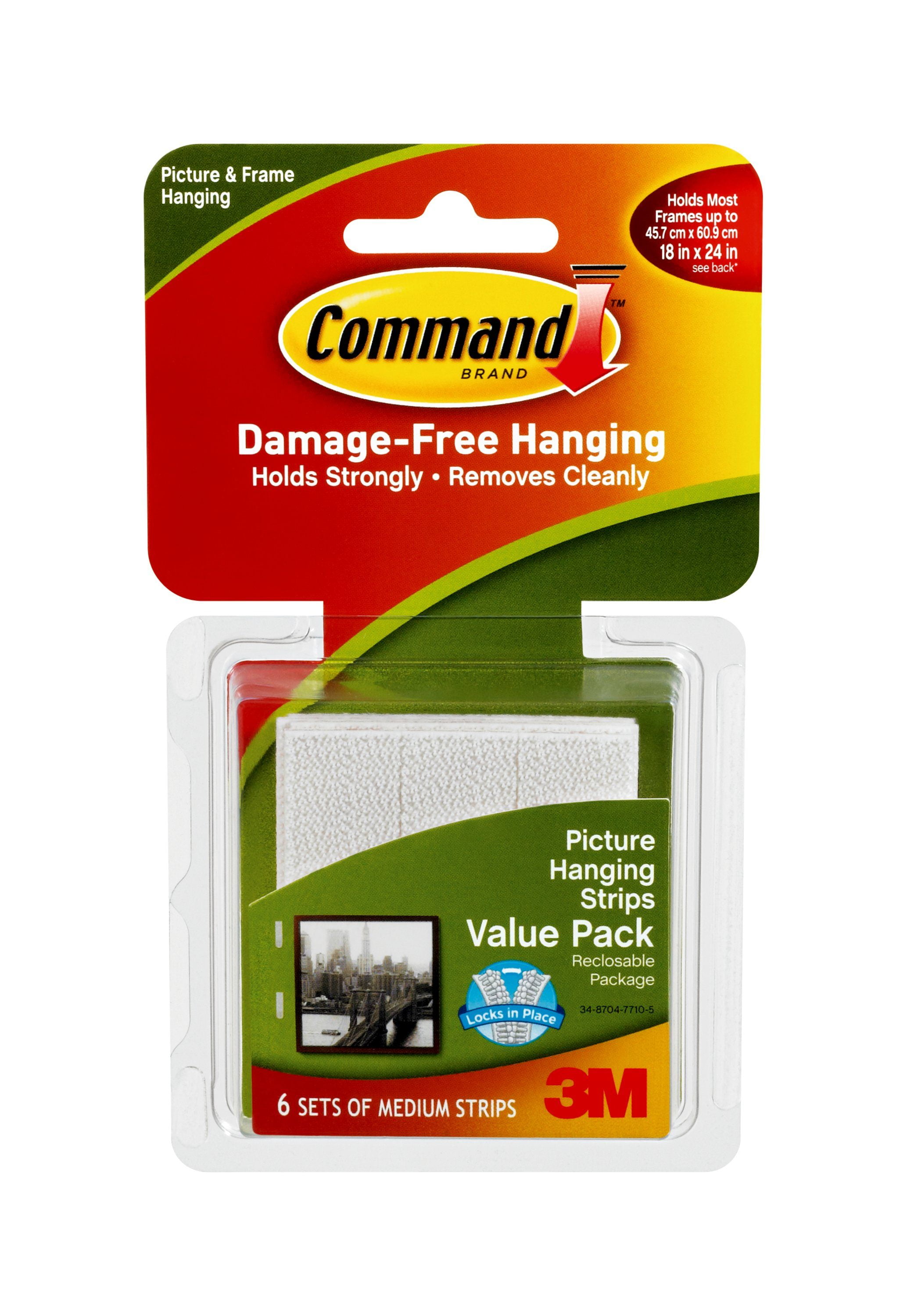 Command Picture Hanging Strips, White, Medium, 6 Sets of Strips/Pack