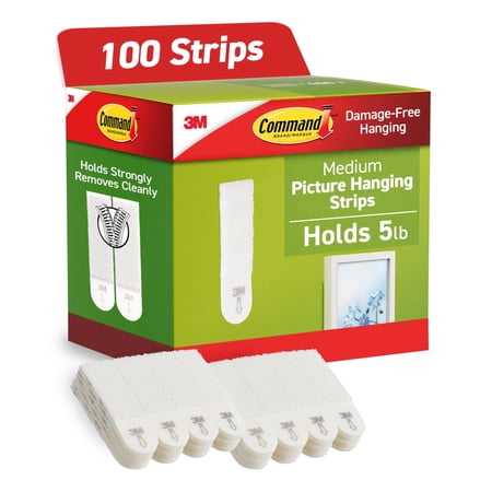 Command, MMM17201CABPK, Adhesive Medium Picture Hanging Strips, 50 / Carton, White