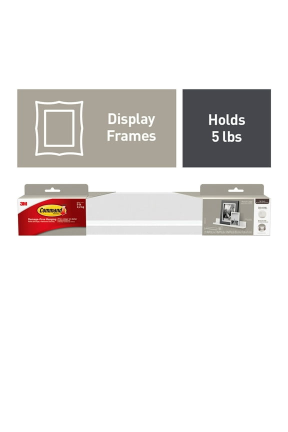 Picture Ledge, Quartz, Damage Free Decorating, 1 Ledge and 10 Command Strips