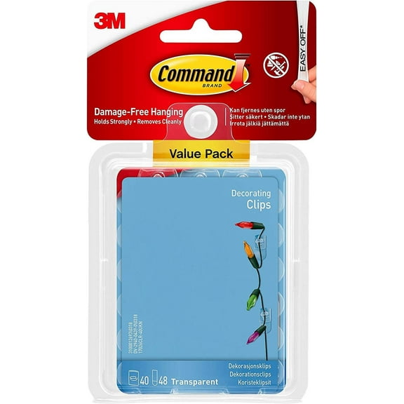 Command Plastic 17026CLR-VP Decorating Clips, 40, Clear, Count
