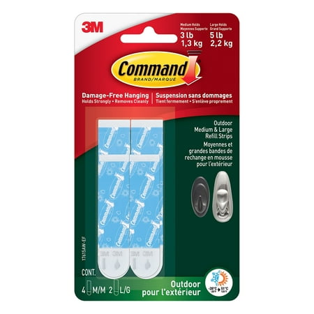 Command Plastic 17615AW-ES-E 051141976914 Outdoor Refill Strips, 4, White
