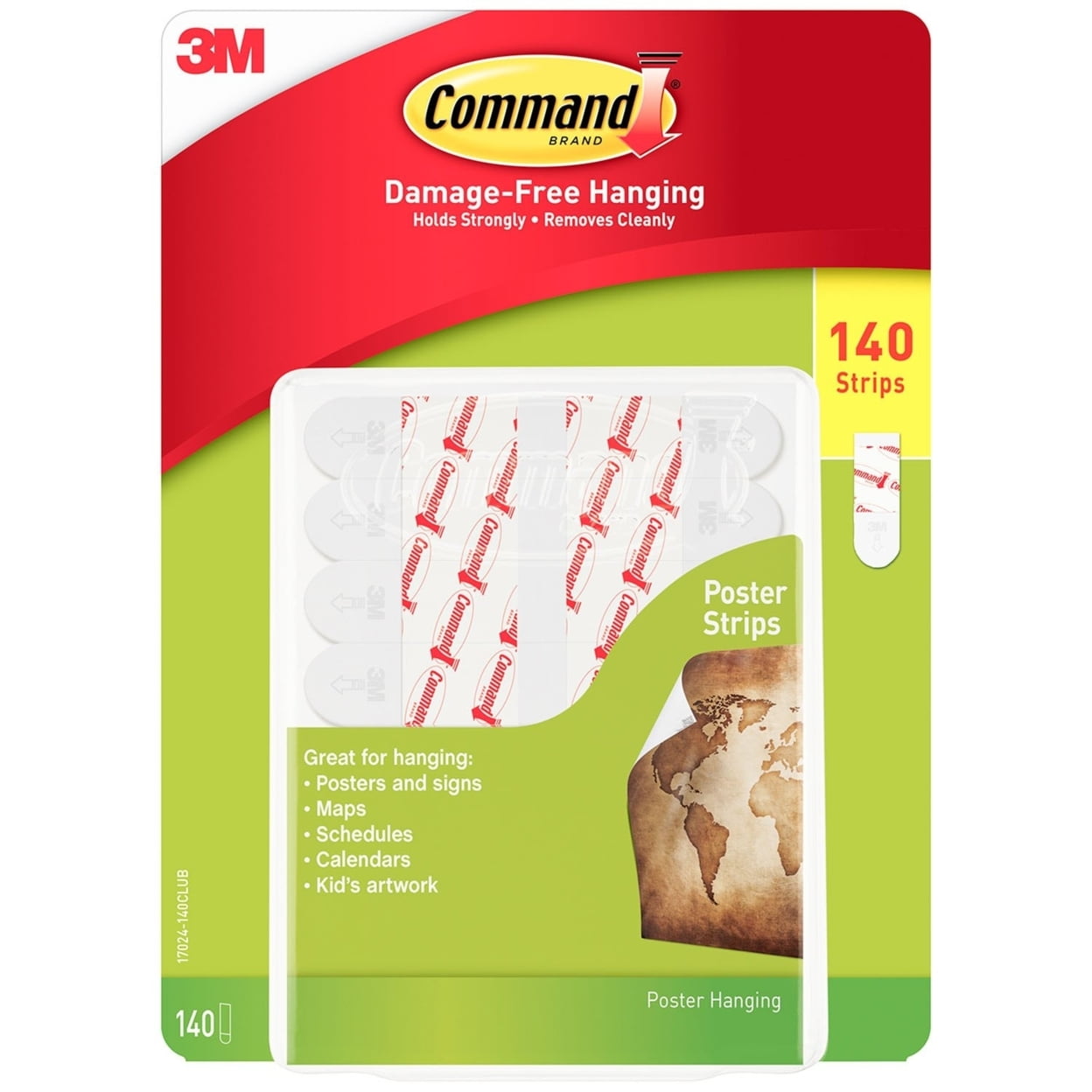 Command Poster Strips, White, Damage-Free Hanging, 48 Command Strips