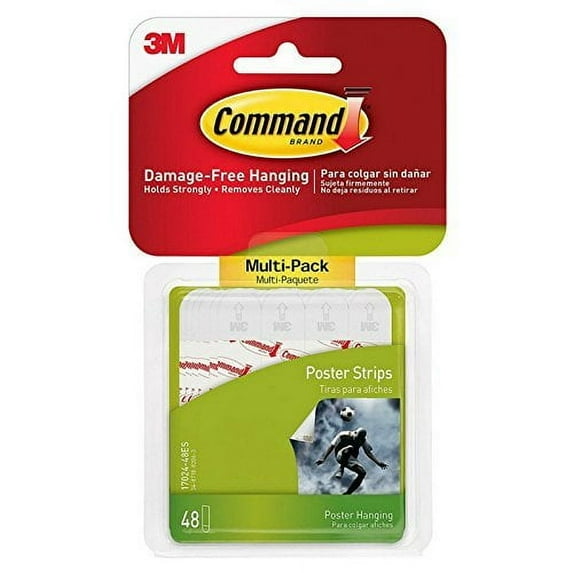 3M Command Poster Hanging Strips Small - Reusable Adhesive - 4 Pack, 48 Count