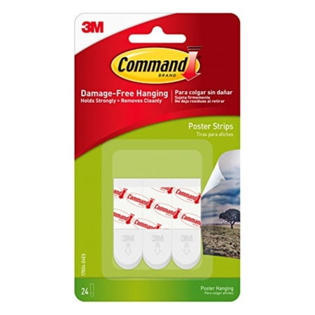Command Poster Hanging Strips, Small, White, 24-Pairs (17024-24ES)