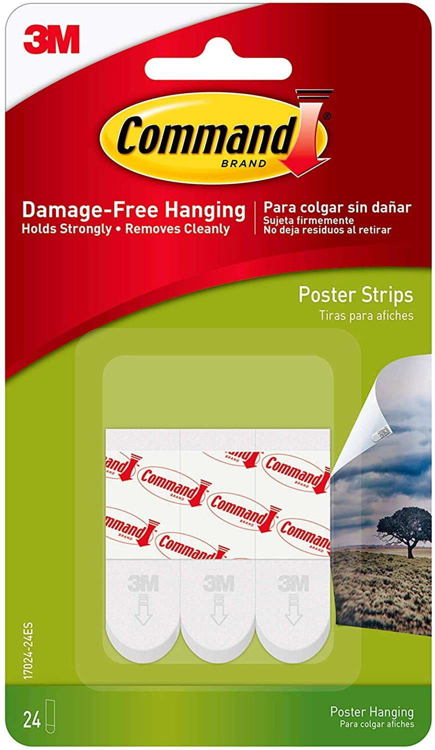 Command Poster Hanging Strips, Small, White, 24-Strips 17024-24ES ...