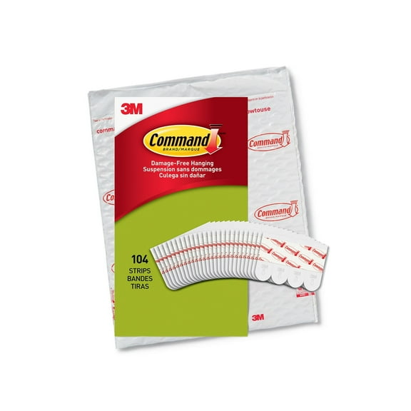 Command Poster Strips, White, Damage-Free Hanging Poster Hangers, 104 Command Strips