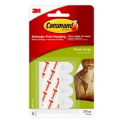 Command Poster Strips, White, Damage Free Decorating, 12 Command Strips