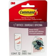 Command Poster Strips, White, Damage Free Decorating, 12 Command Strips