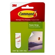 Command Poster Strips, White, Damage-Free Hanging Poster Hangers, 16 Command Strips