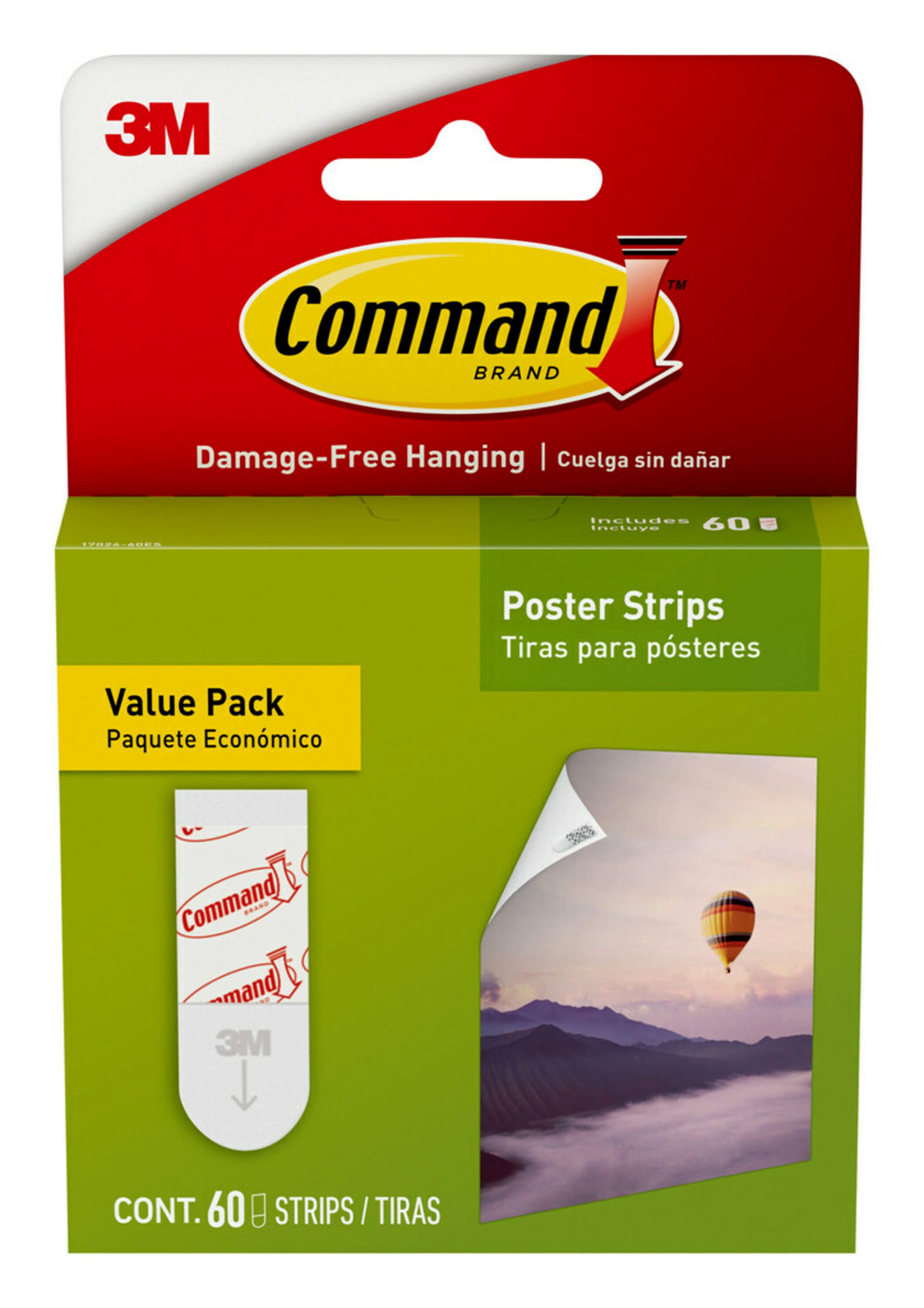 Command Poster Strips, White, Damage-Free Hanging, 60 Command Strips - image 1 of 13