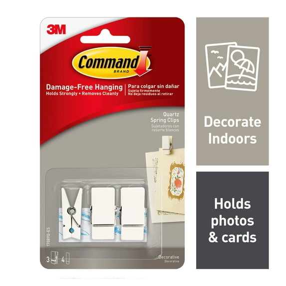 Command Quartz Spring Clip, Small, 3 Wall Clips