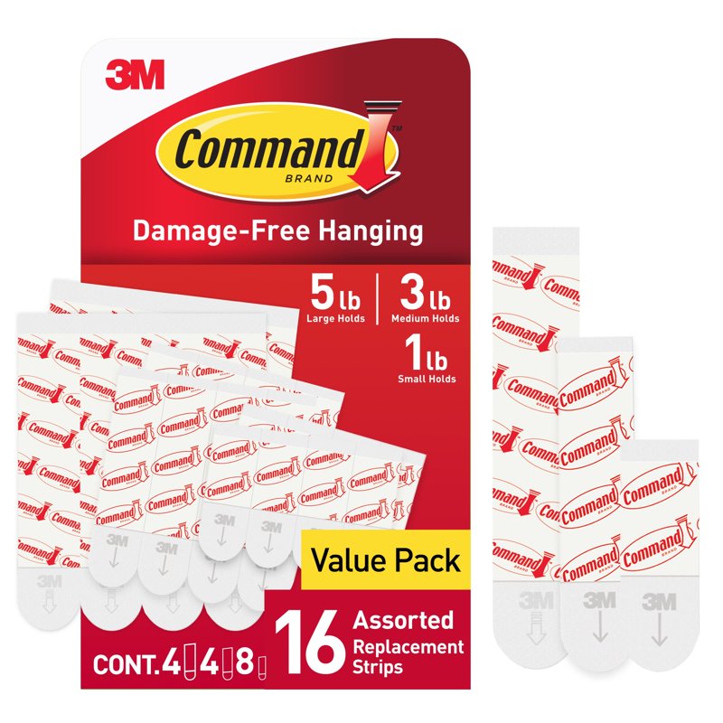 $3.57: Command Refill Strips, White, 8 Small, 4 Medium & 4 Large Value Pack at Walmart.com