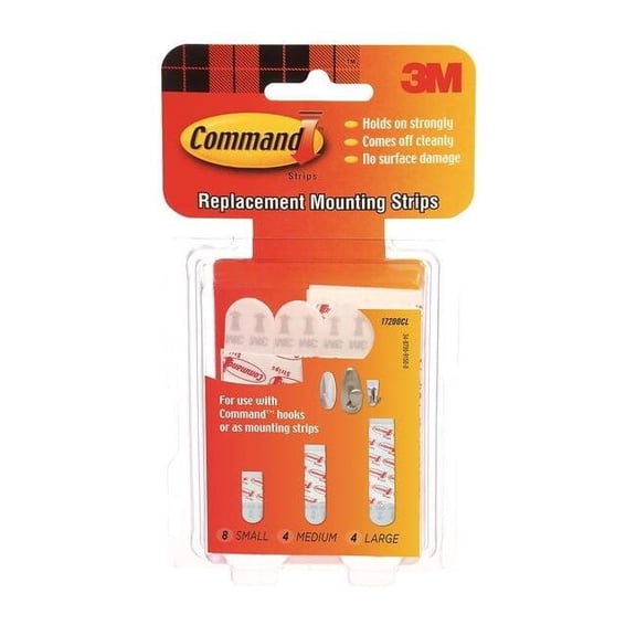 Command Refill Strips, White, 8 Small, 4 Medium & 4 Large Value Pack