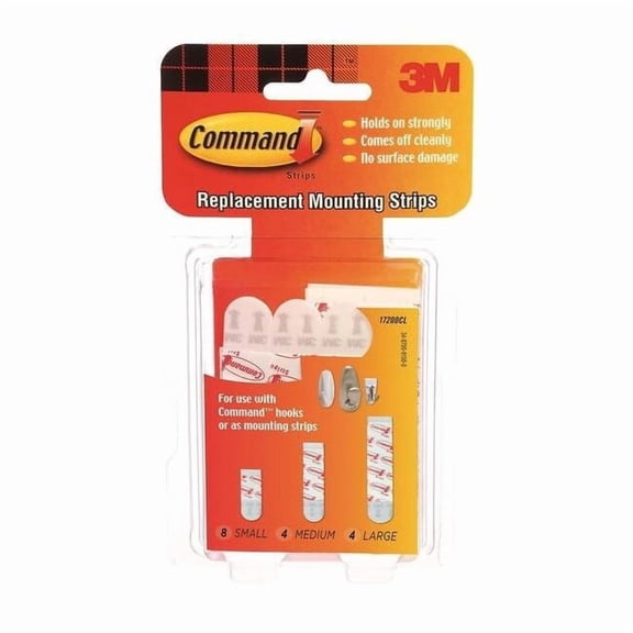 Command Refill Strips, White, 8 Small, 4 Medium & 4 Large Value Pack