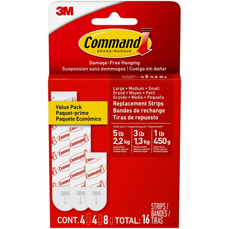 Command Refill Strips White 8 Small 4 Medium 4 Large Value Pack