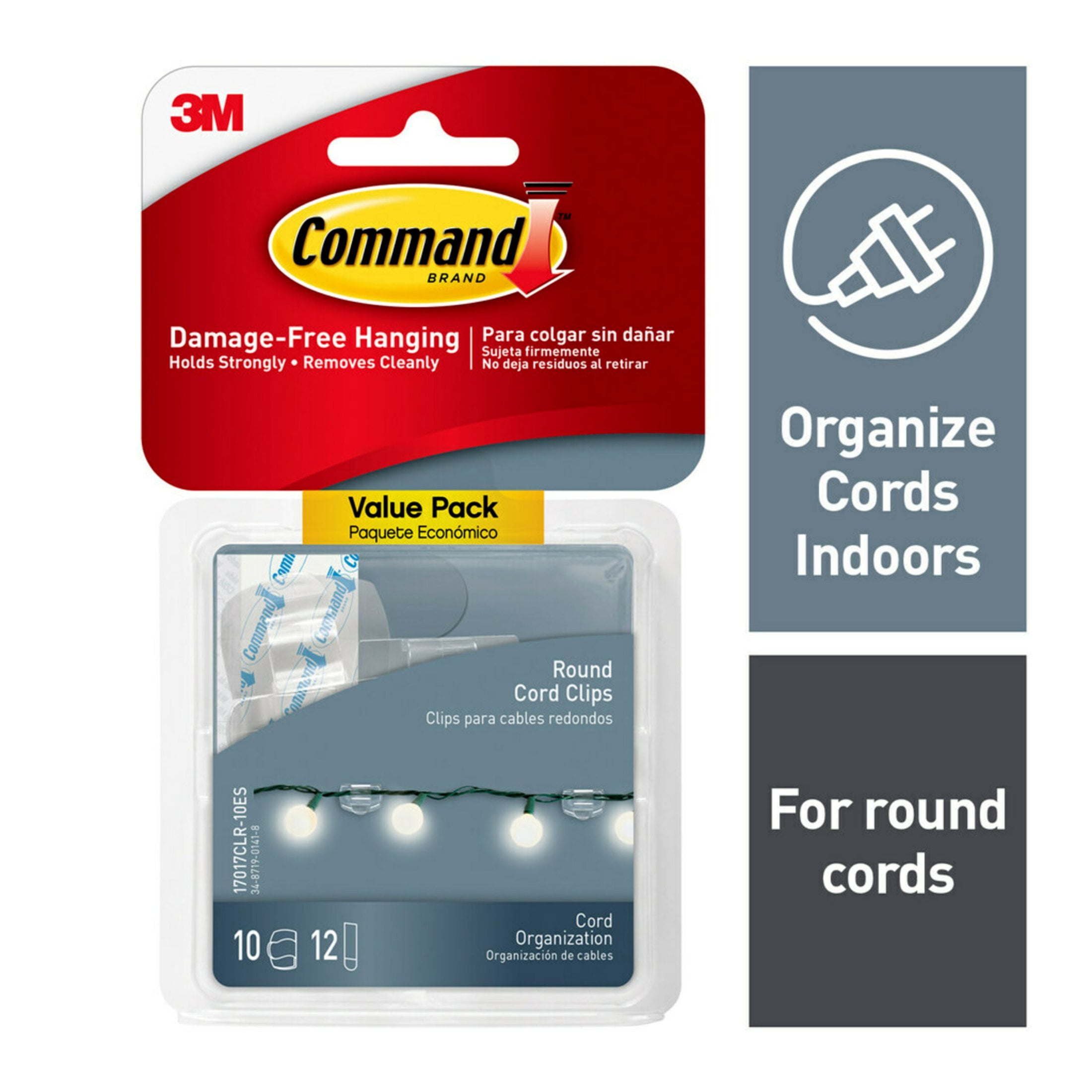 Clear Self-Adhesive Round Cord Clips, 10 Pack