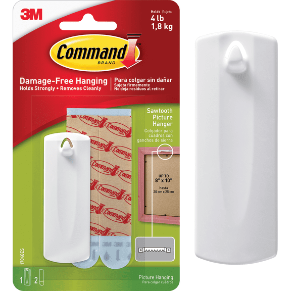 Command Sawtooth Adhesive Picture Hanger - Single Pack  Heavy-Duty Construction, Professional Use