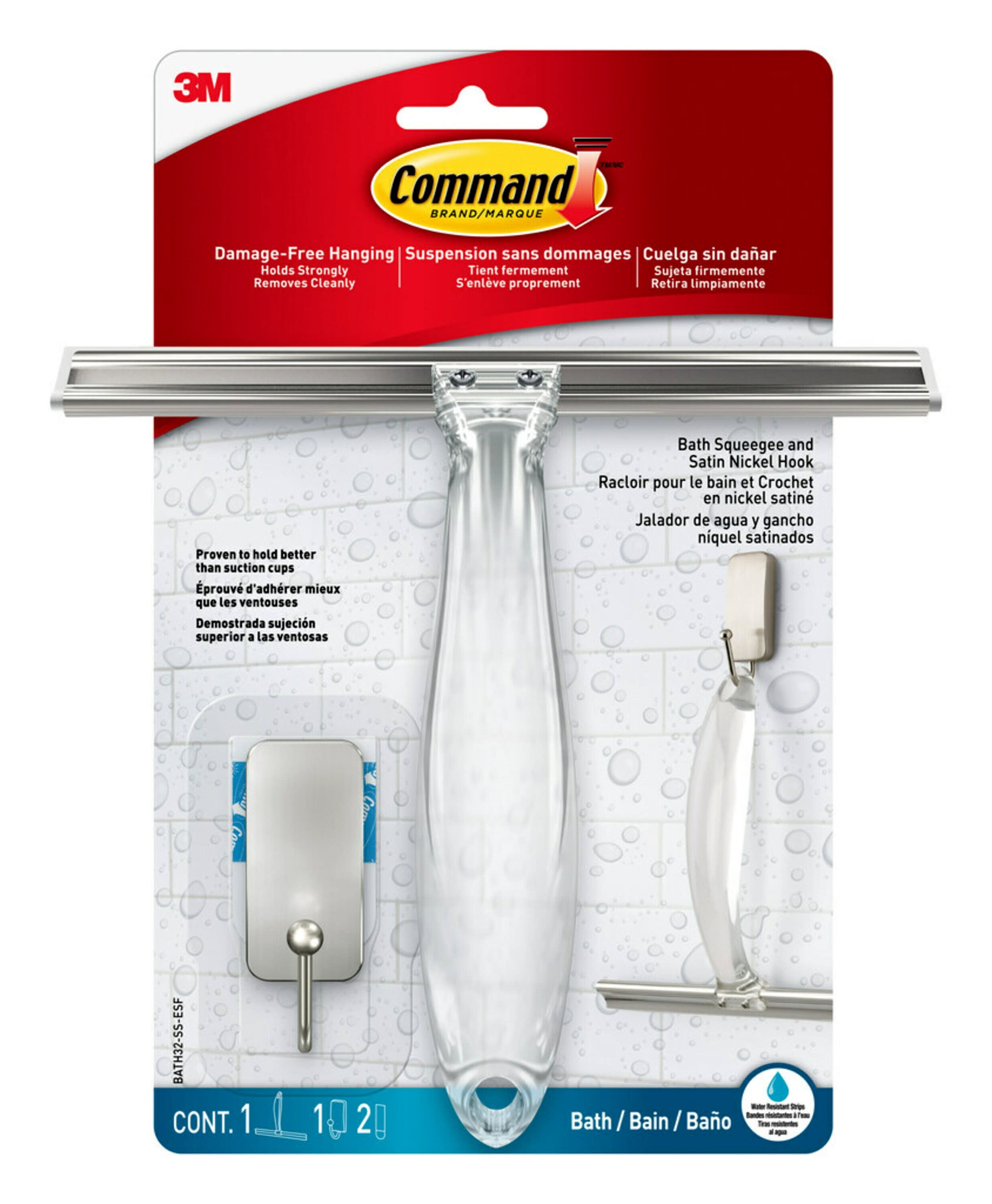 Command Bath Squeegee Metal Cleaning Tools And Accessories, Stainless Steel