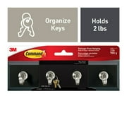 Command Slate Key Rail, Small, 1 Key Rail with 4 Hooks, 6 Strips