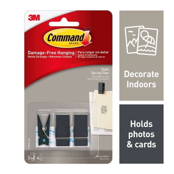 Command Slate Spring Clip, small, 3 Clips, 4 Strips/Pack