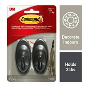 Command Slate Terrace Hook, Medium, 2 Wall Hooks