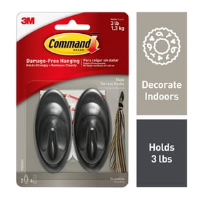 Command Slate Terrace Hook, Medium, 2 Wall Hooks