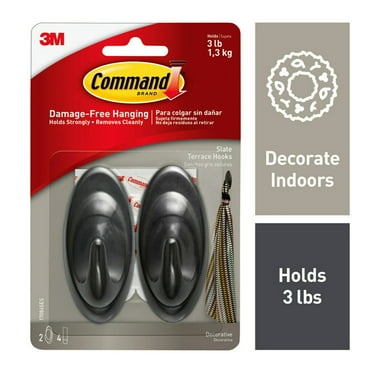 Command Slate Terrace Hook, Medium, 2 Wall Hooks