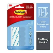 Command Small Clear Refill Strips for Command Clear Small Indoor Hooks, 16 Strips